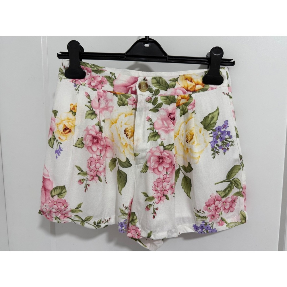Forever 21 Floral Woven Shorts White Multi Size S NWT